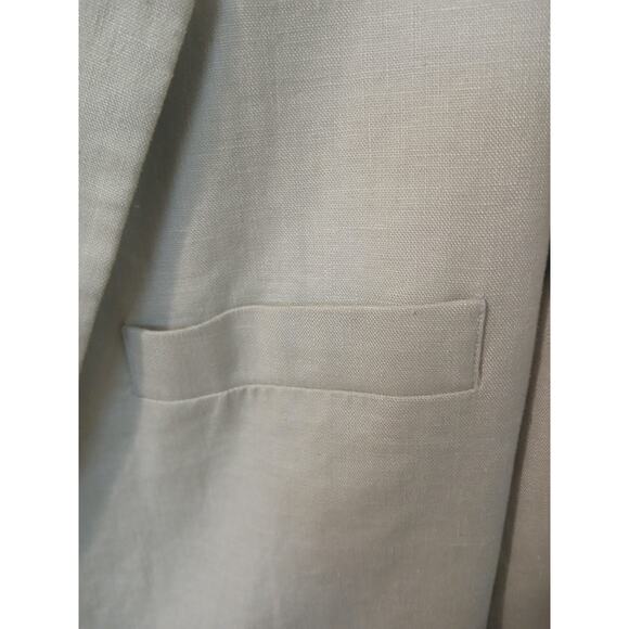 Preston & York Beige Linen Blazer Pockets Lined Button Down sz12 - Picture 4 of 9